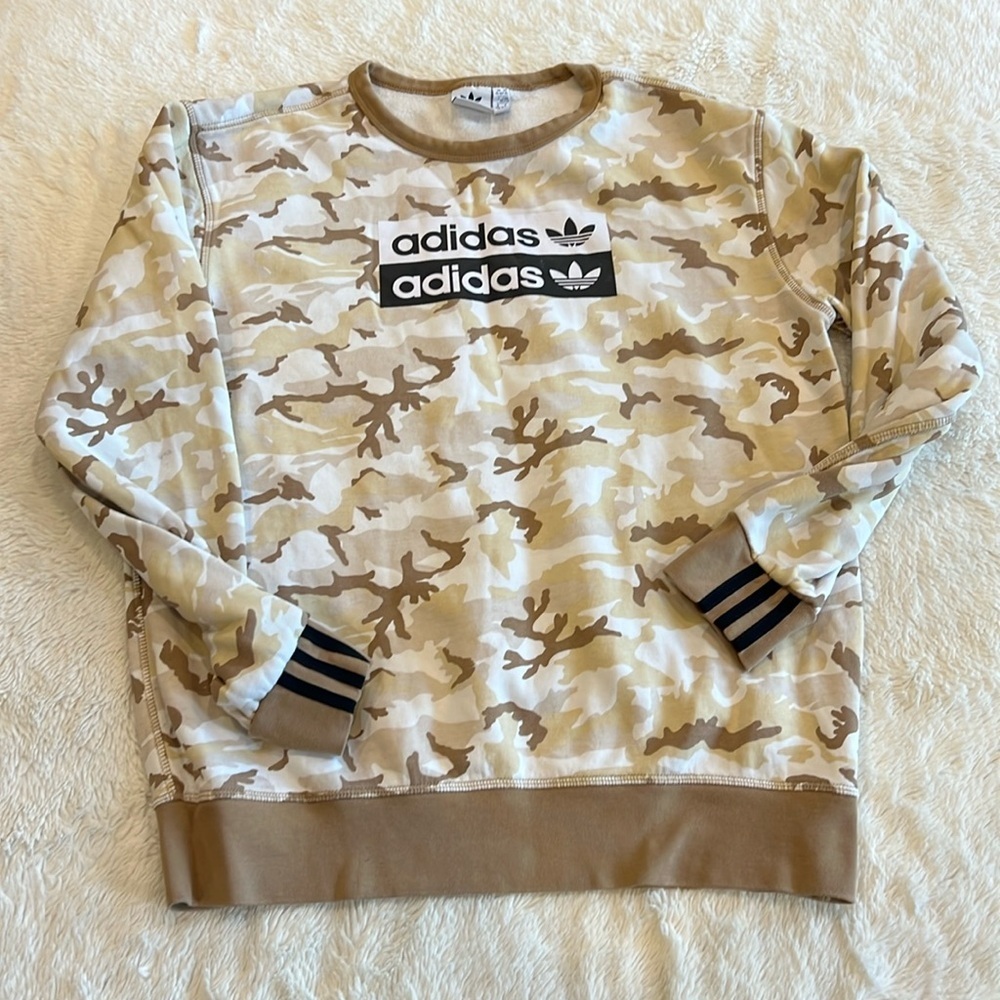 Adidas Originals Youth Crewneck Sweatshirt Beige Camo XL